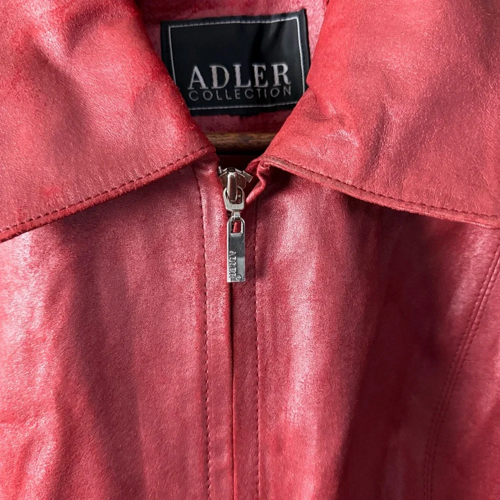 Adler Collection Women’s Red Genuine Leather Zipper Jacket Classic Stylish - Picture 3 of 12